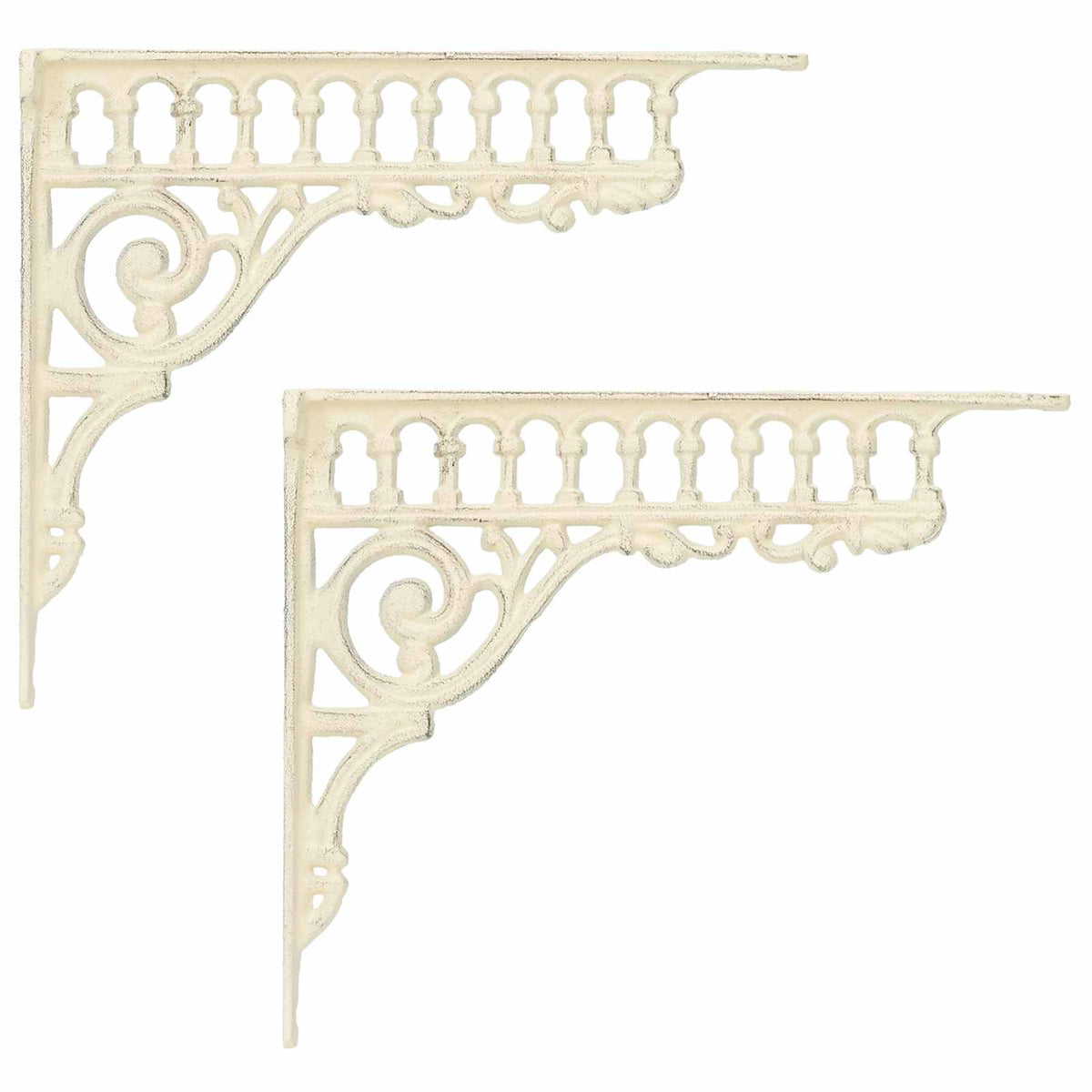 Wandplank Beugels 2 st Antiek wit 27,5 x 23 x 4 cm Staal