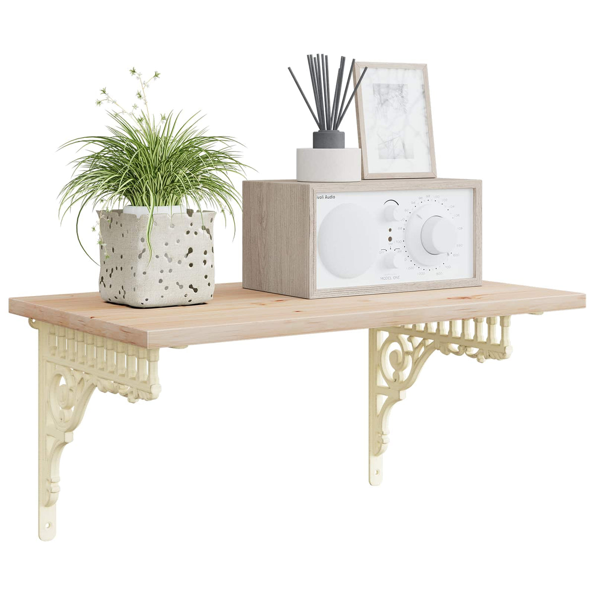 Wandplank Beugels 12 st Antiek wit 27,5 x 23 x 4 cm Staal