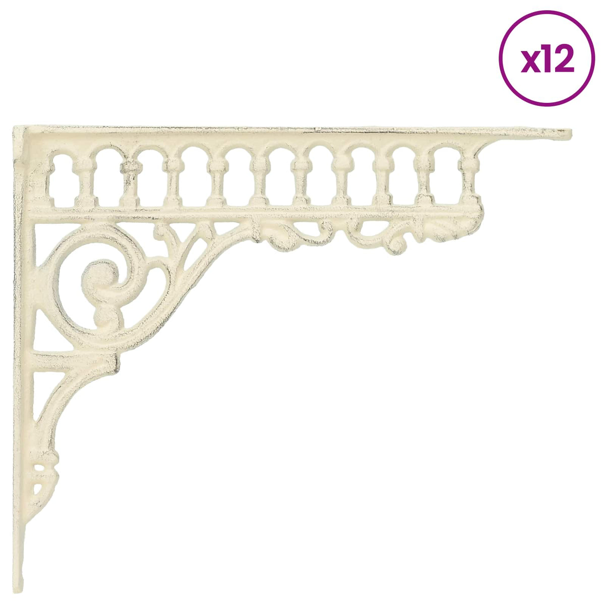Wandplank Beugels 12 st Antiek wit 27,5 x 23 x 4 cm Staal