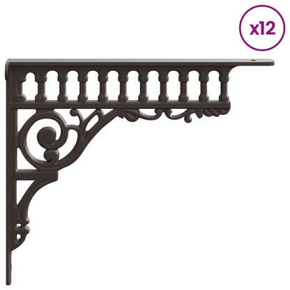 Wandplank Beugels 12 st Antiek Bruin 27,5 x 23 x 4 cm Staal