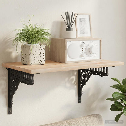 Wandplank Beugels 12 st Zwart 27,5 x 23 x 4 cm Staal