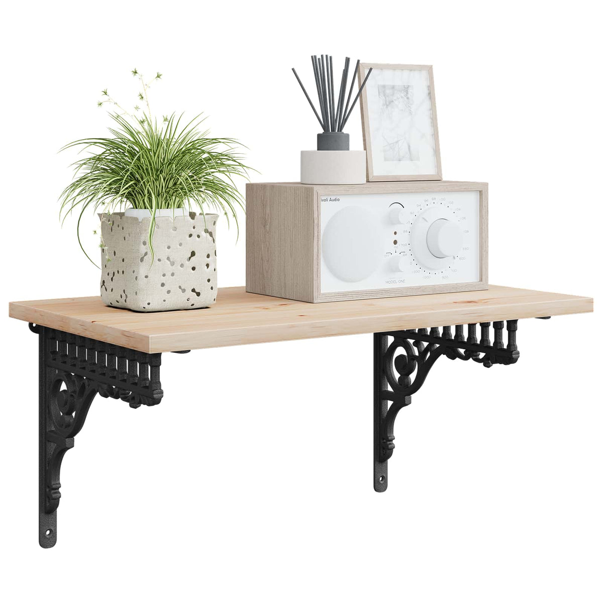 Wandplank Beugels 12 st Zwart 27,5 x 23 x 4 cm Staal