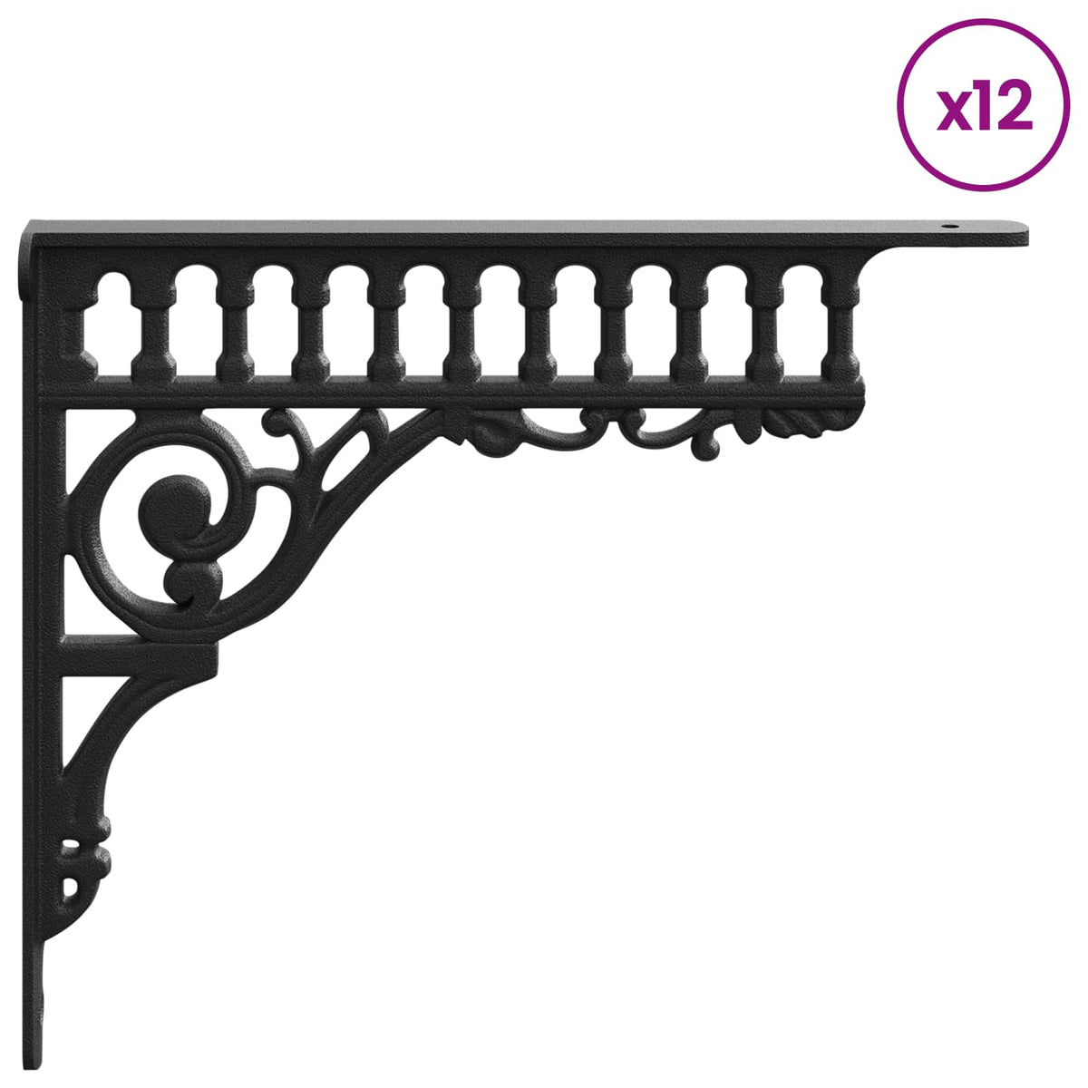 Wandplank Beugels 12 st Zwart 27,5 x 23 x 4 cm Staal