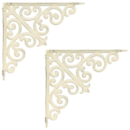 Wandplank Beugels 2 st Antiek wit 9,5 x 9,5 x 3 cm Staal