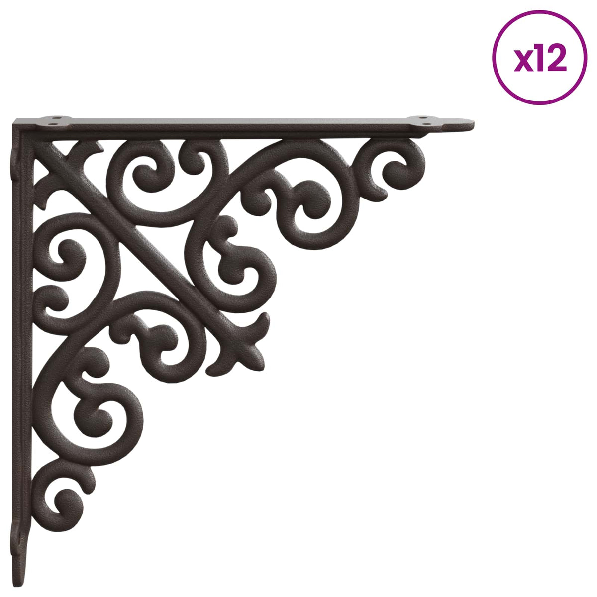 Wandplankdragers 12 st Antiek Bruin 9,5 x 9,5 x 3 cm Staal