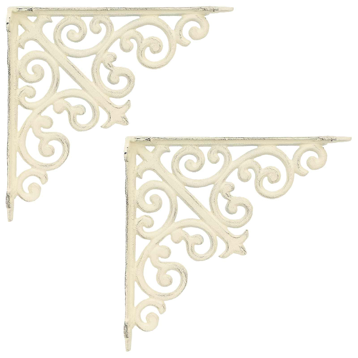 Wandplank Beugels 2 st Antiek wit 14 x 14 x 3,5 cm Staal