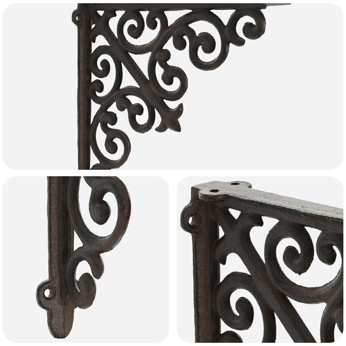 Wandplank Beugels 2 st Antiek Bruin 24 x 24 x 3,5 cm Staal