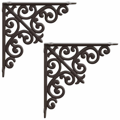Wandplank Beugels 2 st Antiek Bruin 24 x 24 x 3,5 cm Staal