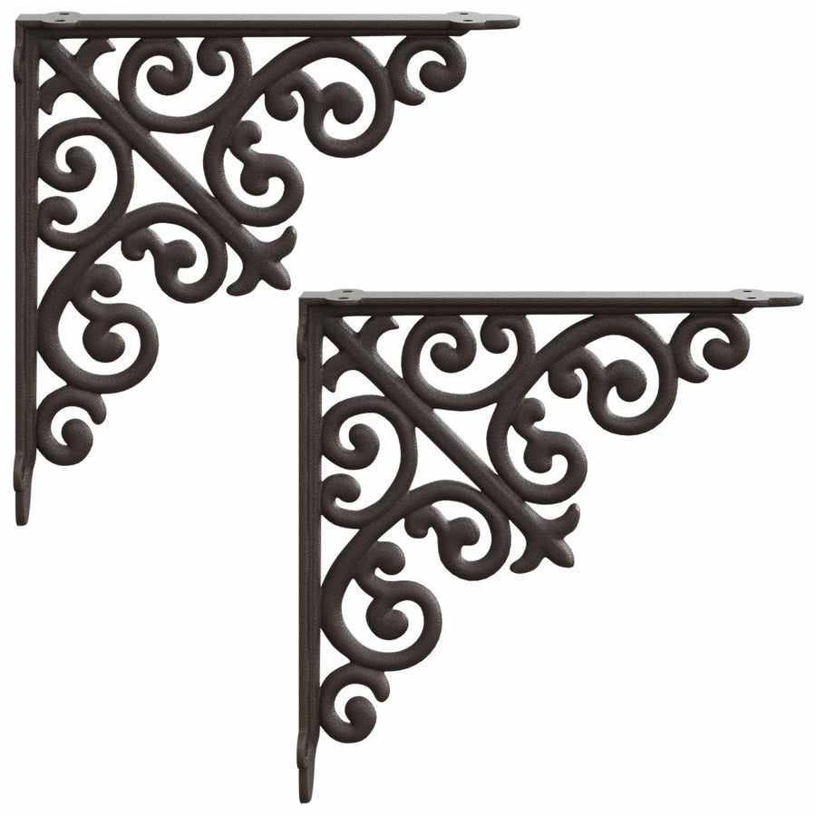 Wandplank Beugels 2 st Antiek Bruin 24 x 24 x 3,5 cm Staal