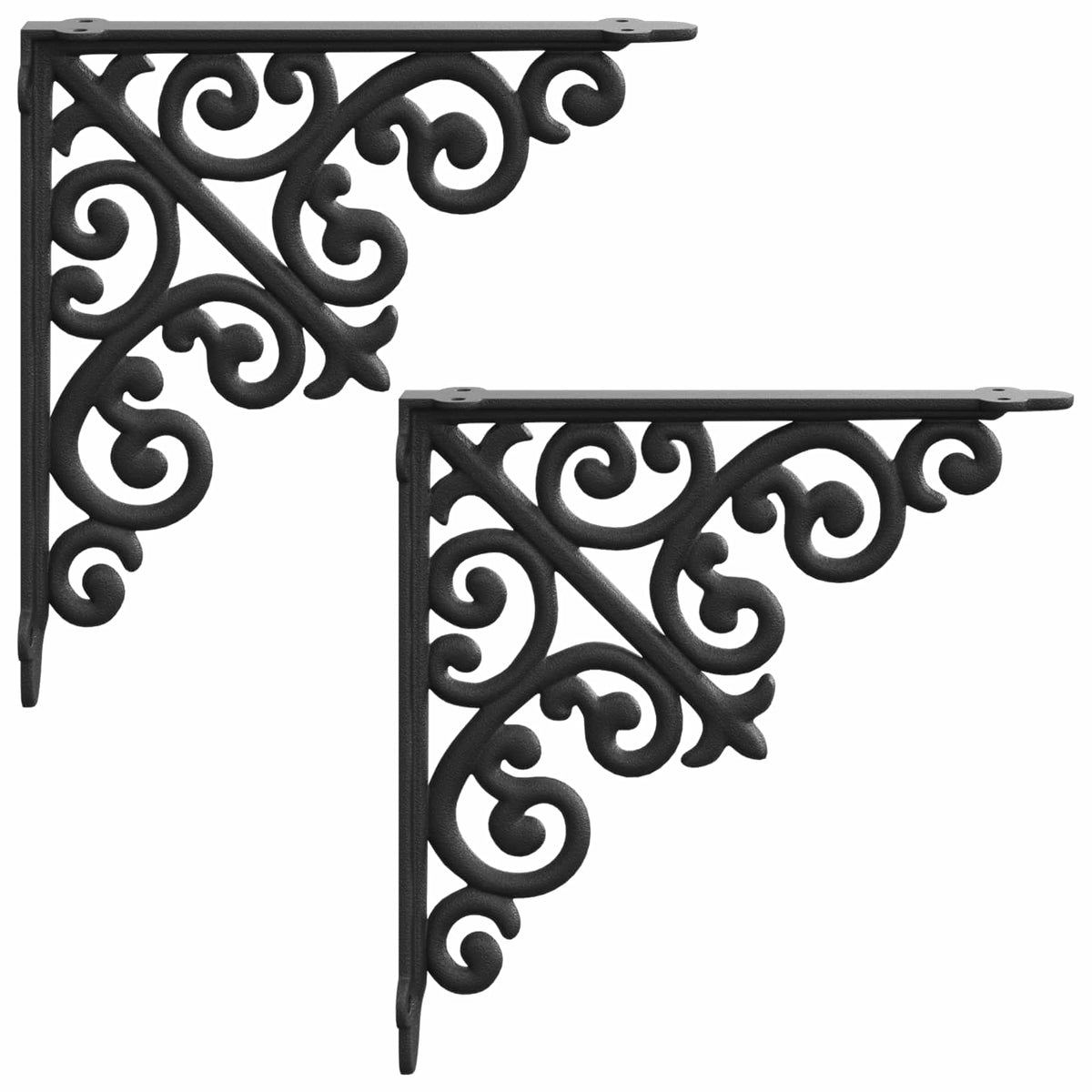 Wandplank Beugels 2 st Zwart 24 x 24 x 3,5 cm Staal