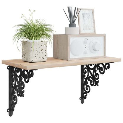 Wandplank Beugels 2 st Zwart 24 x 24 x 3,5 cm Staal
