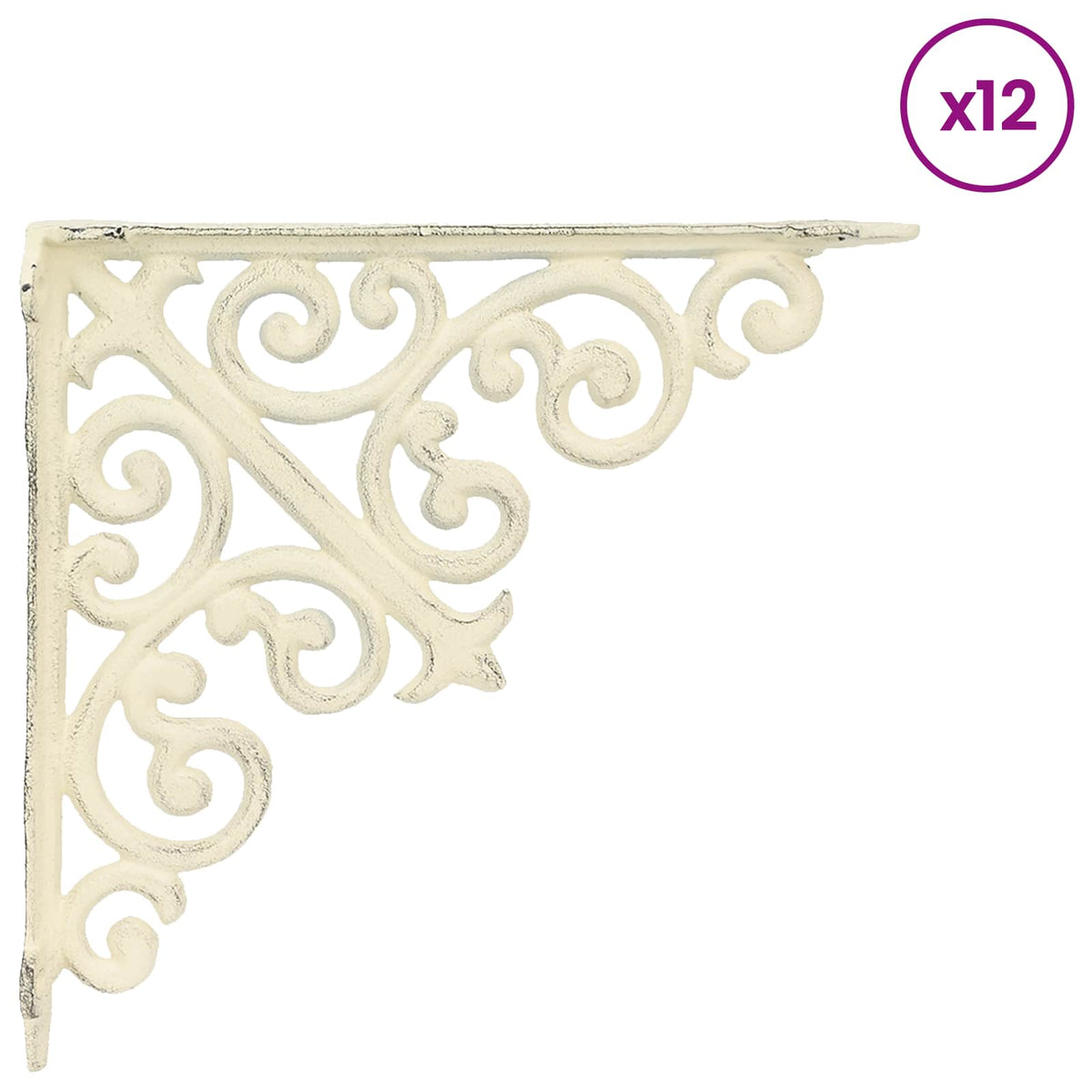 Wandplank Beugels 12 st Antiek wit 24 x 24 x 3,5 cm Staal