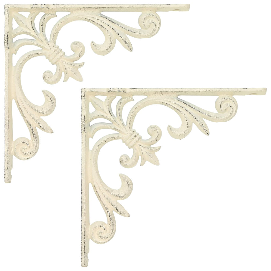 Wandplank Beugels 2 st Antiek wit 10 x 10 x 2,8 cm Staal