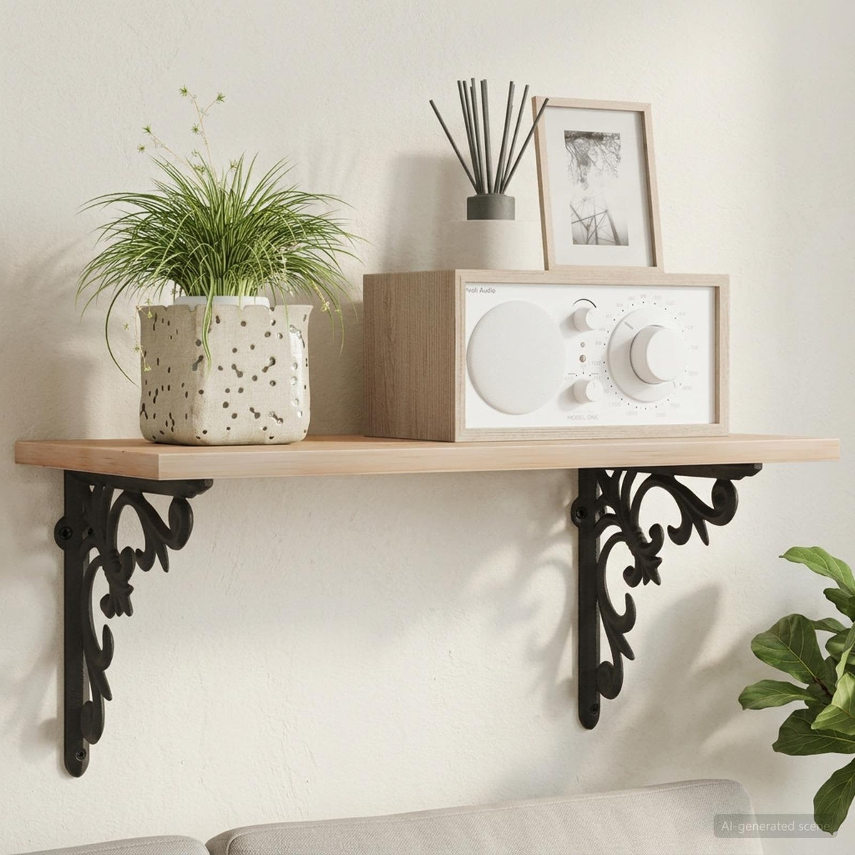 Wandplank Beugels 2 st Zwart 14,5 x 14,5 x 3 cm Staal