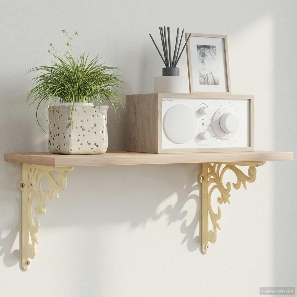 Wandplank Beugels 2 st Antiek wit 21.5 x 21.5 x 3.5 cm Staal