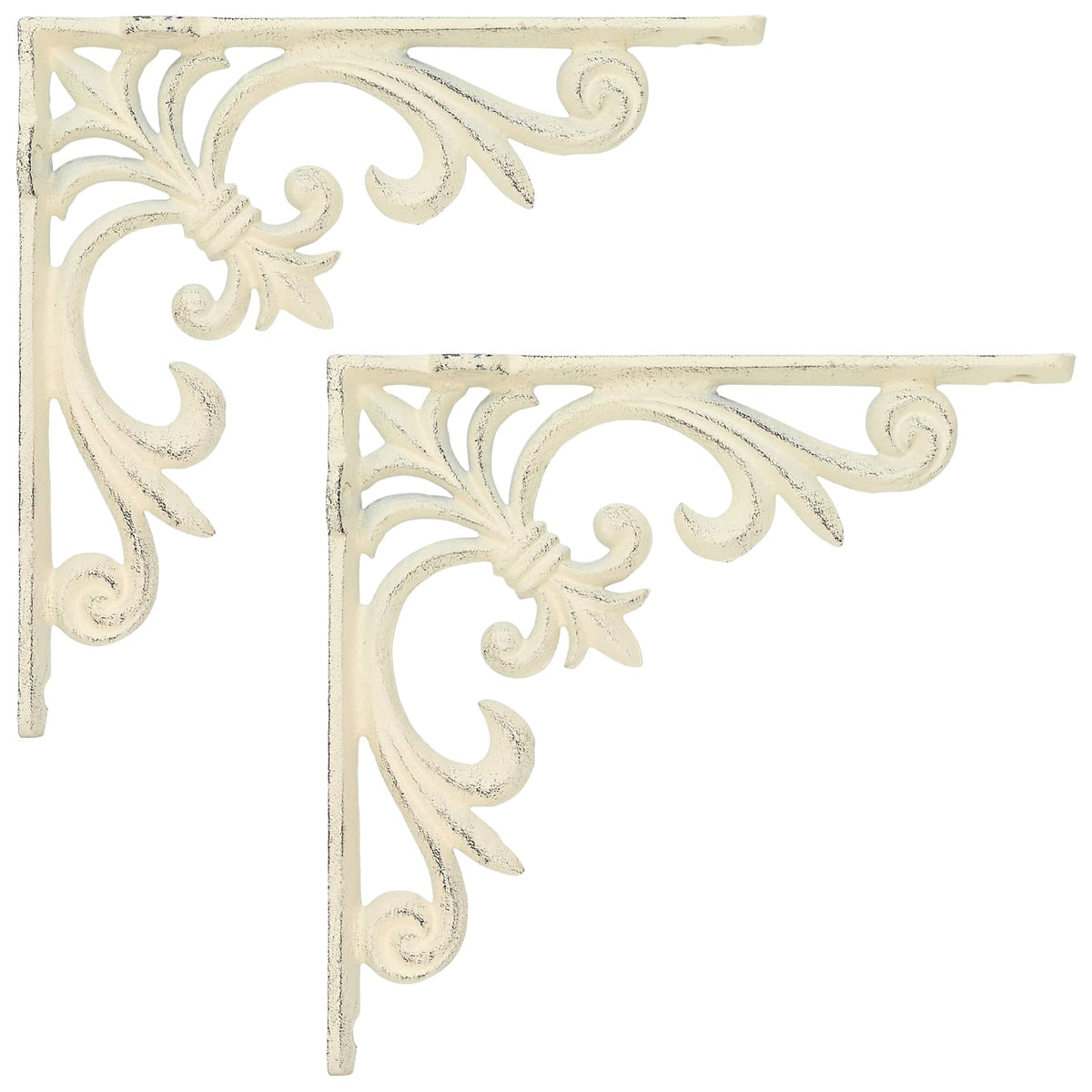 Wandplank Beugels 2 st Antiek wit 21.5 x 21.5 x 3.5 cm Staal