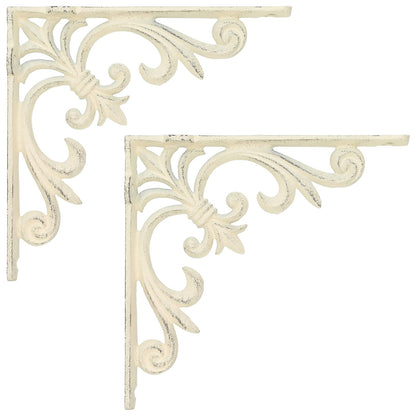Wandplank Beugels 2 st Antiek wit 21.5 x 21.5 x 3.5 cm Staal