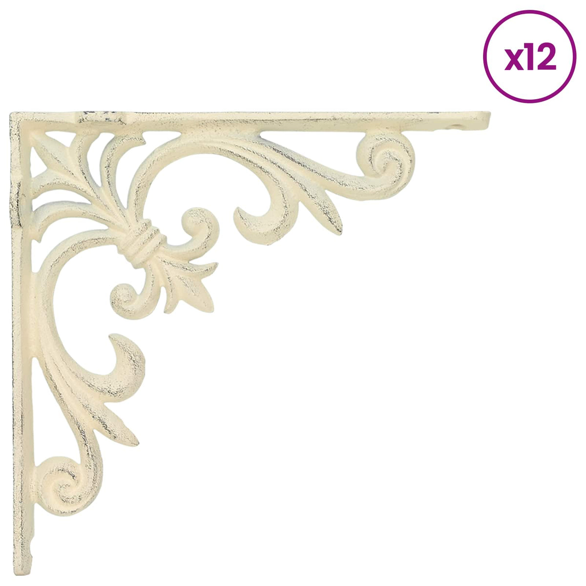 Wandplank Beugels 12 st Antiek wit 21.5 x 21.5 x 3.5 cm Staal