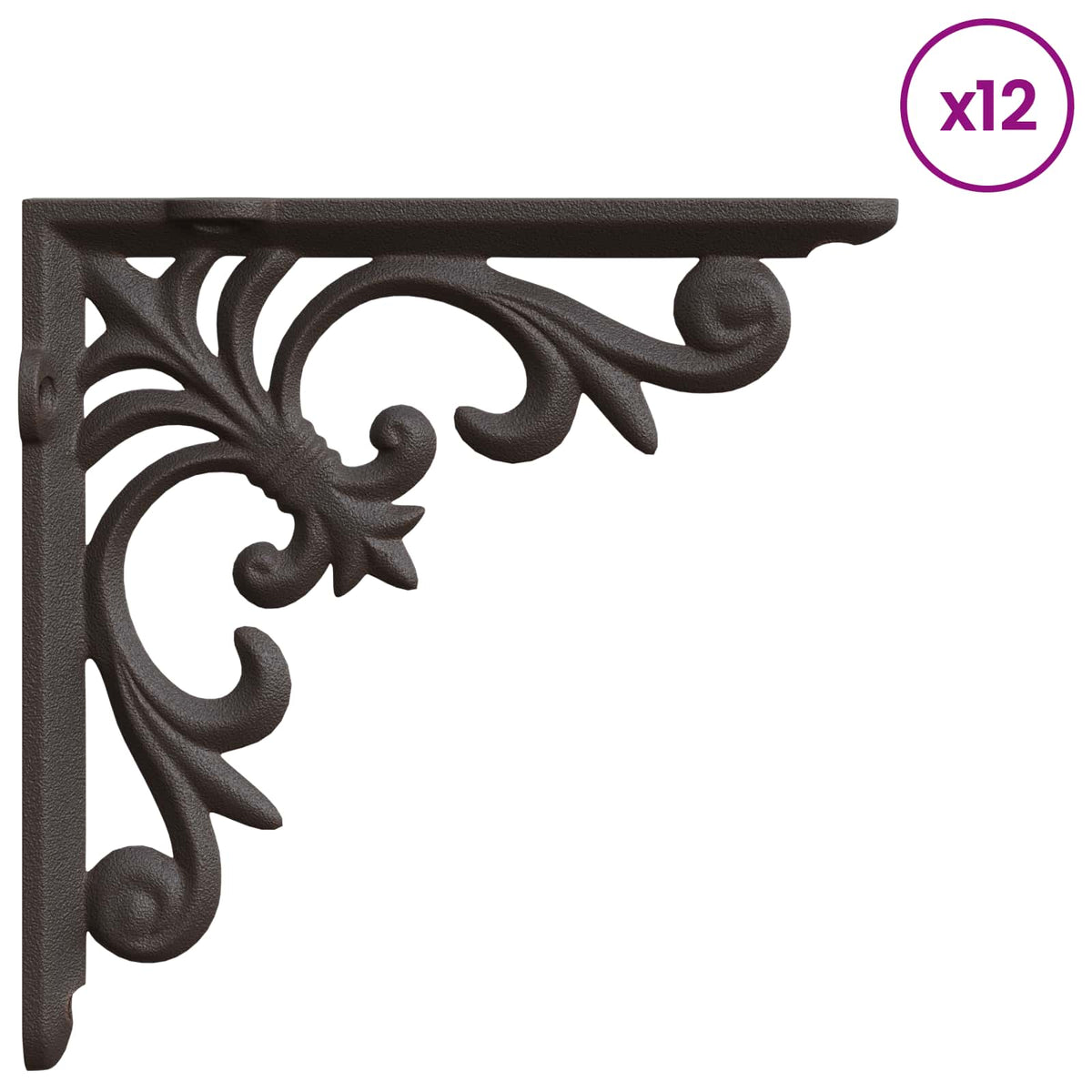 Wandplank Beugels 12 st Antiek Bruin 21.5 x 21.5 x 3.5 cm Staal