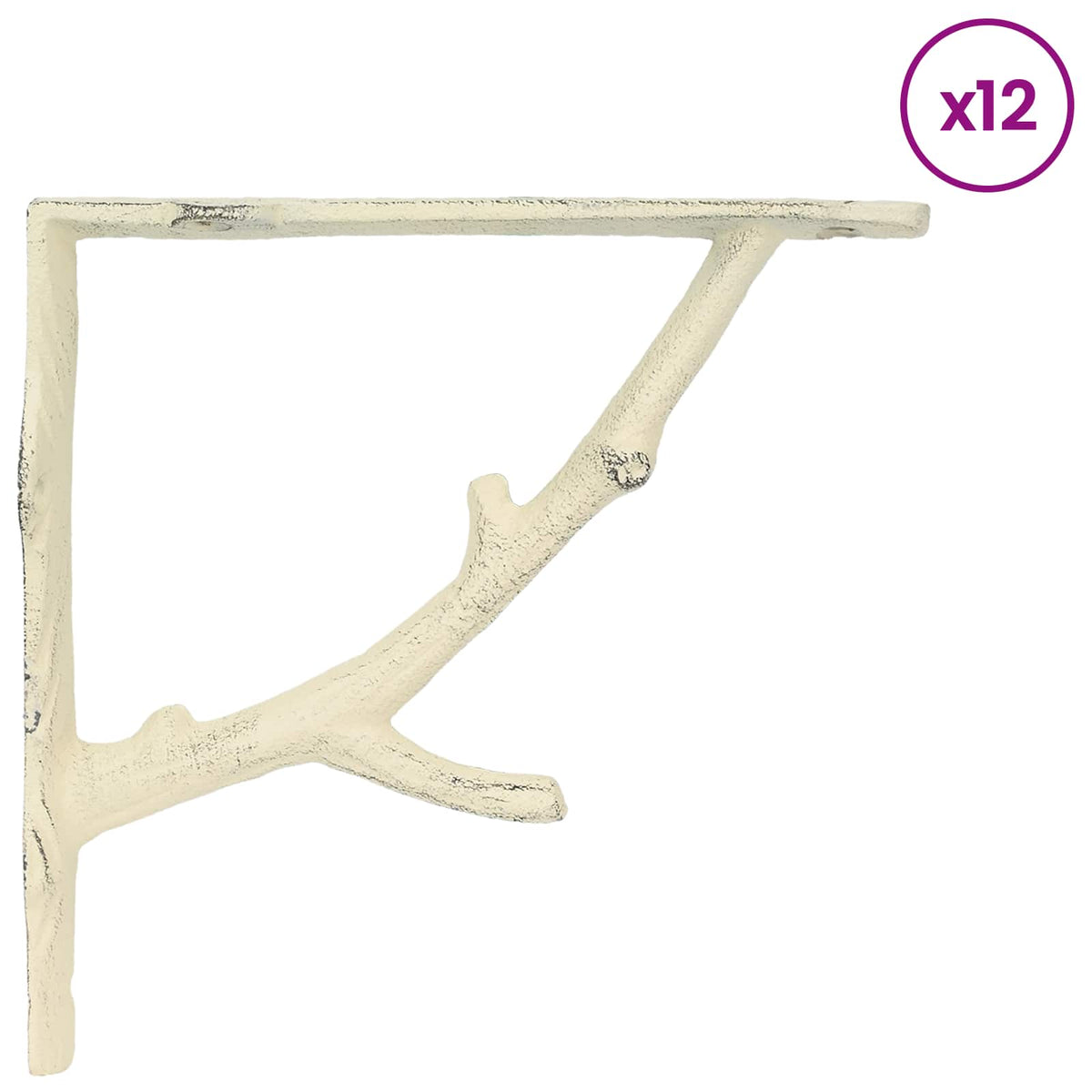 Wandplankbeugels 12 st Antiek wit 10 x 10 x 3 cm Staal