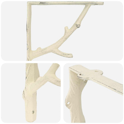 Wandplankbeugels 2 st Antiek wit 21,5 x 21,5 x 3,5 cm Staal