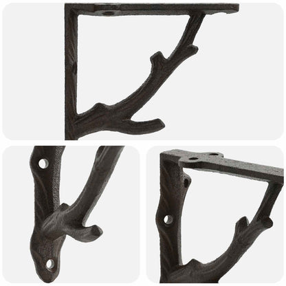 Wandplankbeugels 2 st Antiek Bruin 21,5 x 21,5 x 3,5 cm Staal