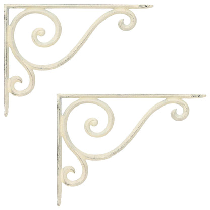 Wandplank Beugels 2 st Antiek wit 12 x 14 x 3 cm Staal
