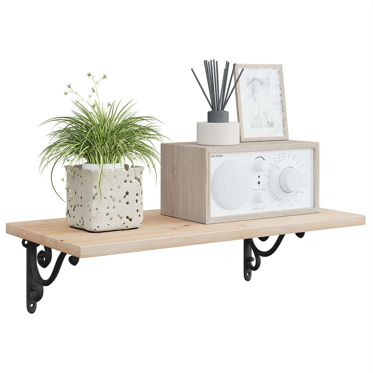 Wandplank Beugels 2 st Zwart 12 x 14 x 3 cm Staal