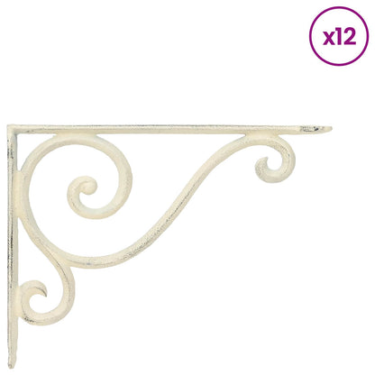 Wandplank Beugels 12 st Antiek wit 12,5 x 17 x 3 cm Staal