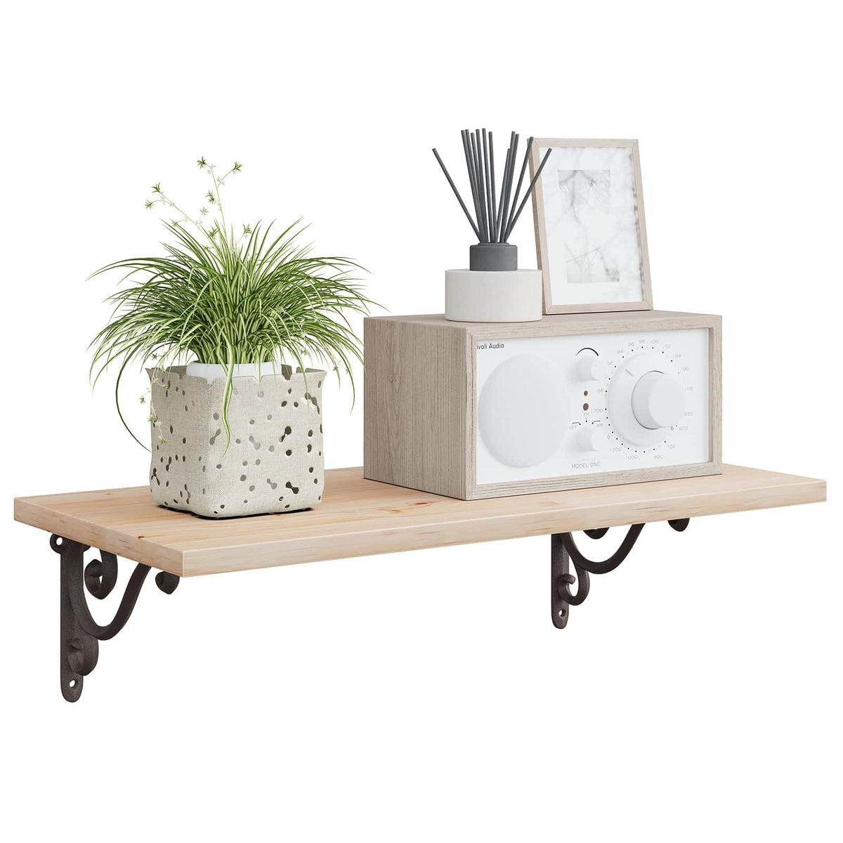 Wandplank Beugels 12 st Antiek Bruin 12,5 x 17 x 3 cm Staal