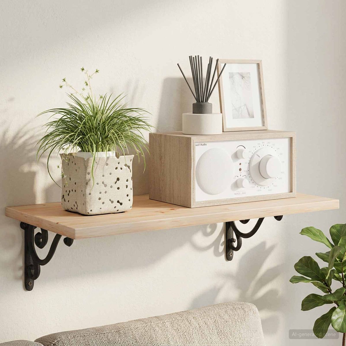 Wandplank Beugels 2 st Zwart 23,5 x 28 x 3,5 cm Staal