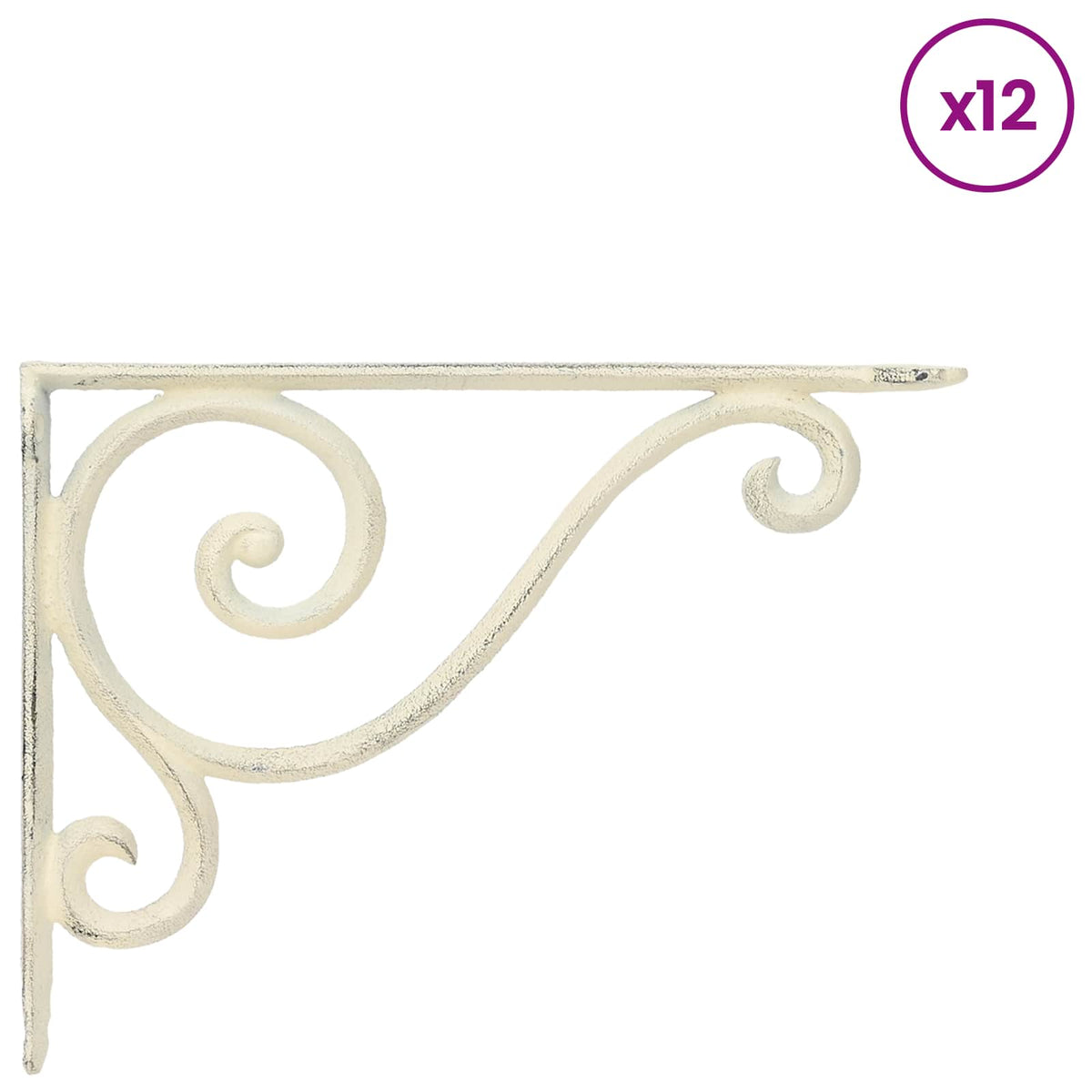 Wandplank Beugels 12 st Antiek wit 23,5 x 28 x 3,5 cm Staal