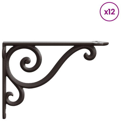 Wandplank Beugels 12 st Antiek Bruin 23,5 x 28 x 3,5 cm Staal