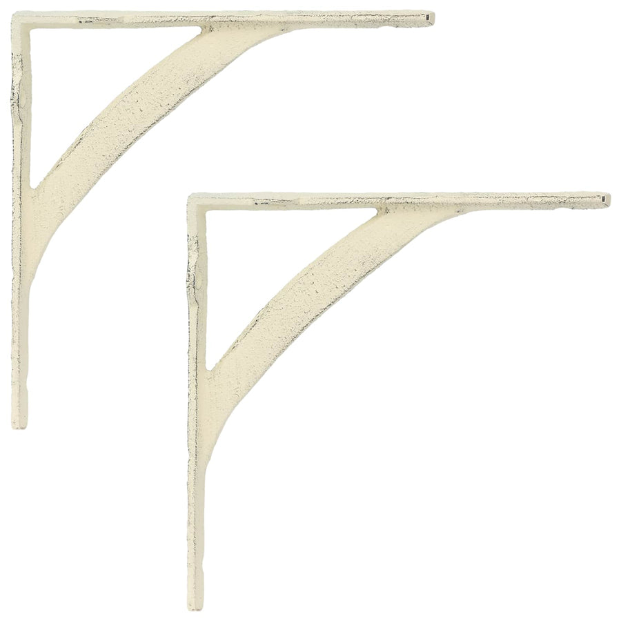 Wandplank Beugels 2 st Antiek wit 10 x 10 x 3 cm Staal