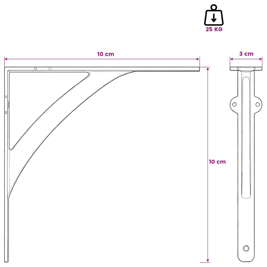 Wandplank Beugels 2 st Antiek Bruin 10 x 10 x 3 cm Staal