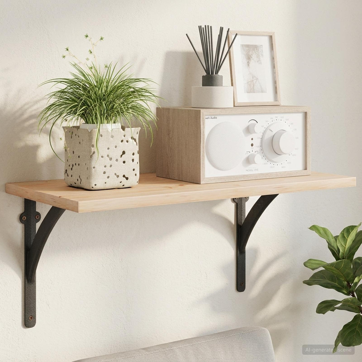 Wandplank Beugels 2 st Zwart 10 x 10 x 3 cm Staal