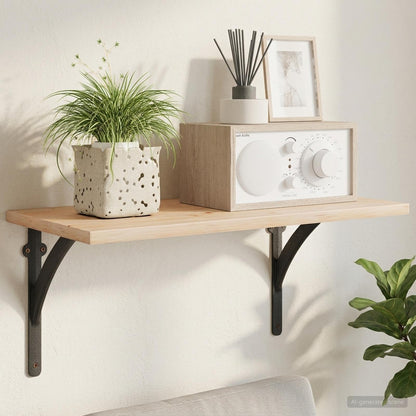 Wandplank Beugels 2 st Zwart 10 x 10 x 3 cm Staal