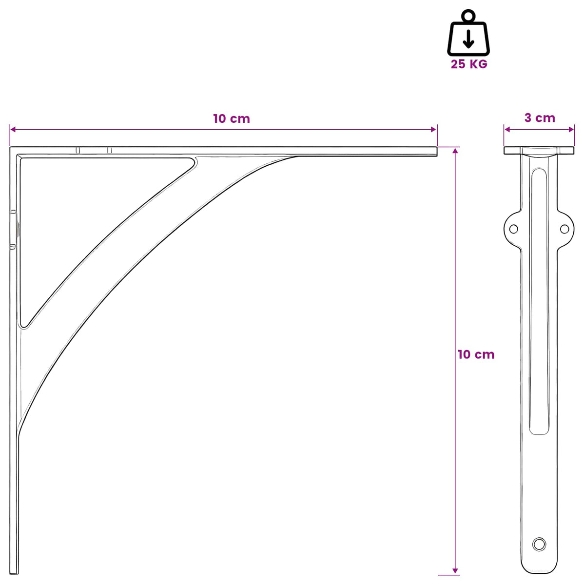 Wandplank Beugels 12 st Antiek Bruin 10 x 10 x 3 cm Staal