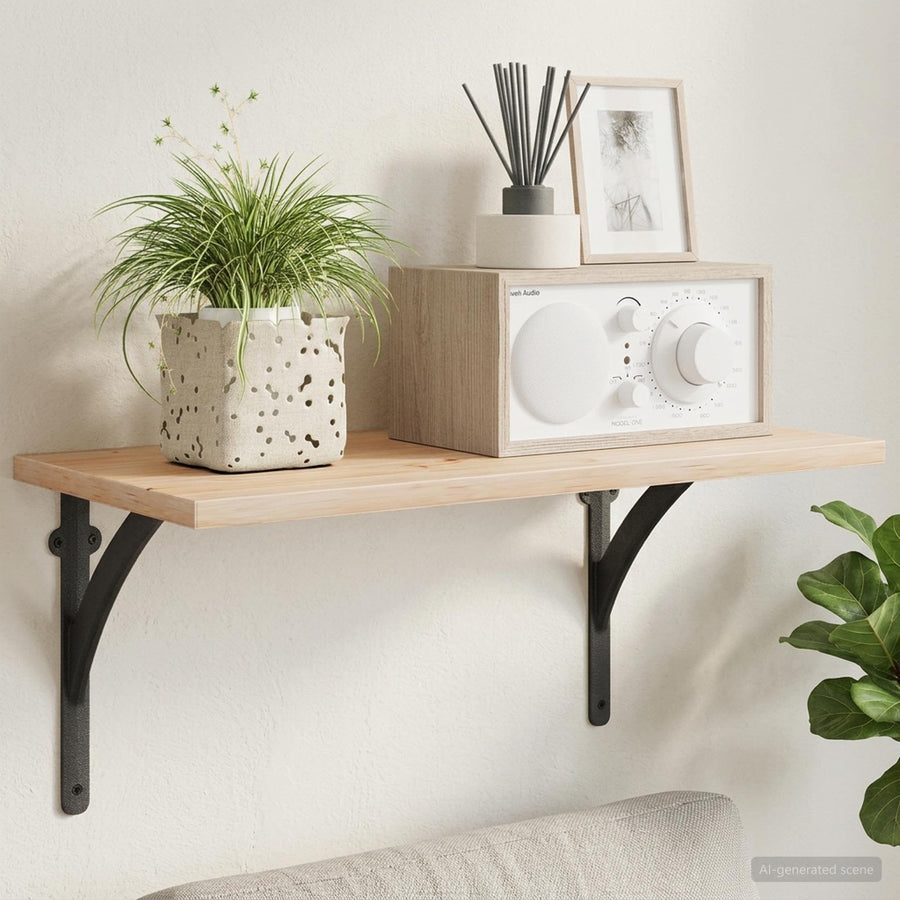 Wandplank Beugels 12 st Zwart 10 x 10 x 3 cm Staal