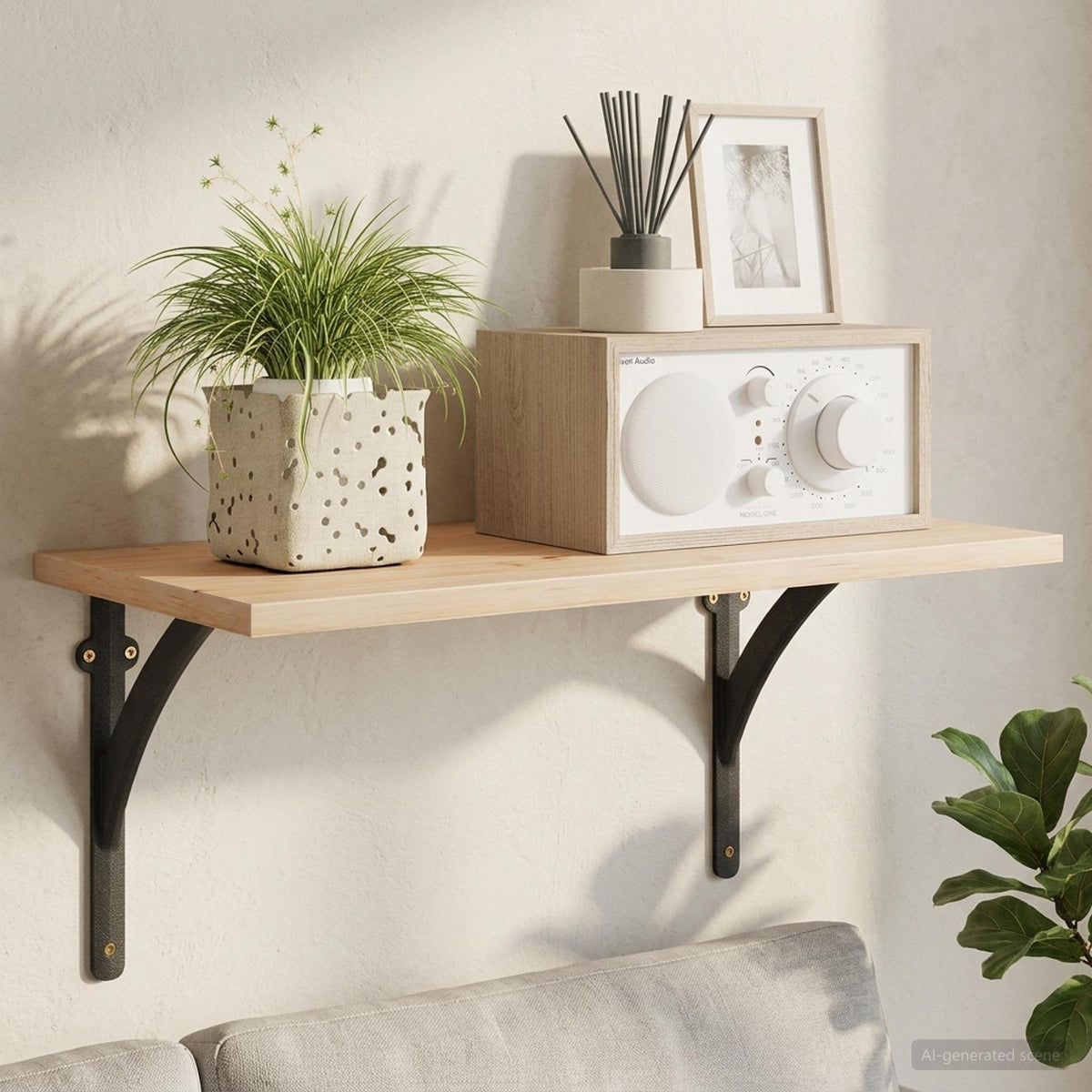 Wandplank Beugels 2 st Zwart 14,5 x 14,5 x 3,5 cm Staal