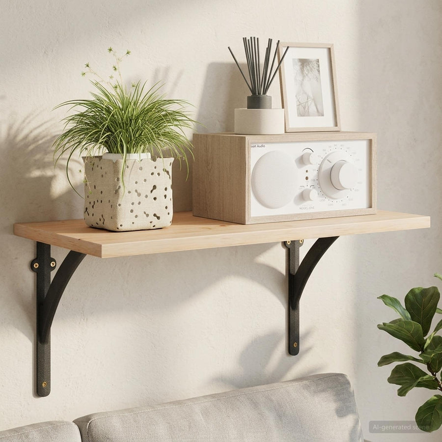 Wandplank Beugels 2 st Zwart 14,5 x 14,5 x 3,5 cm Staal
