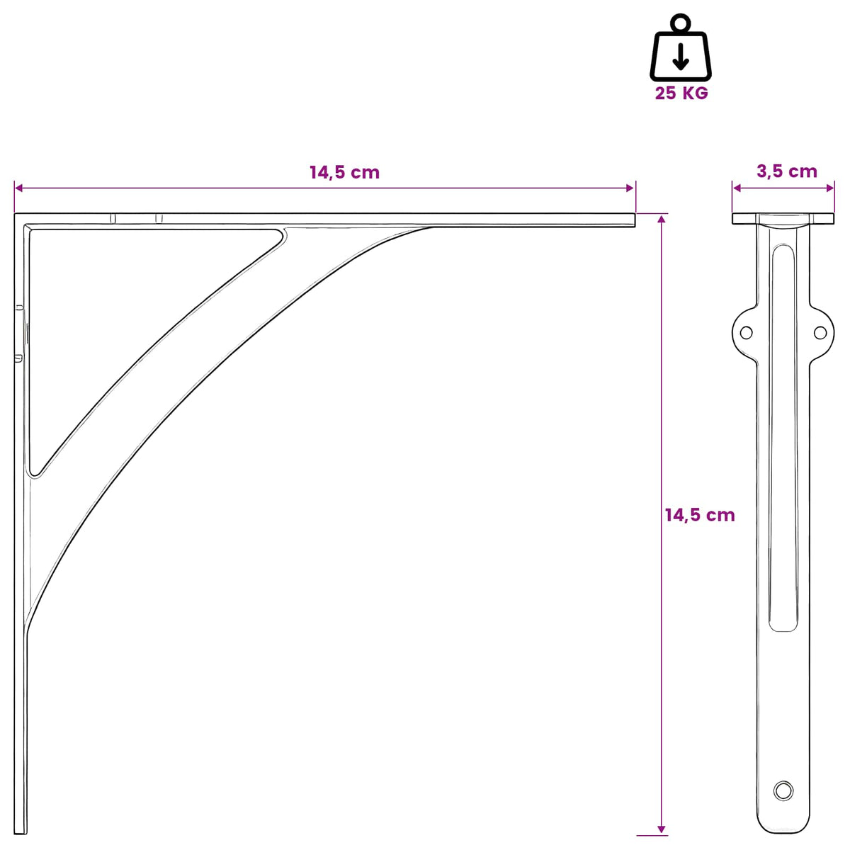 Wandplank Beugels 2 st Zwart 14,5 x 14,5 x 3,5 cm Staal