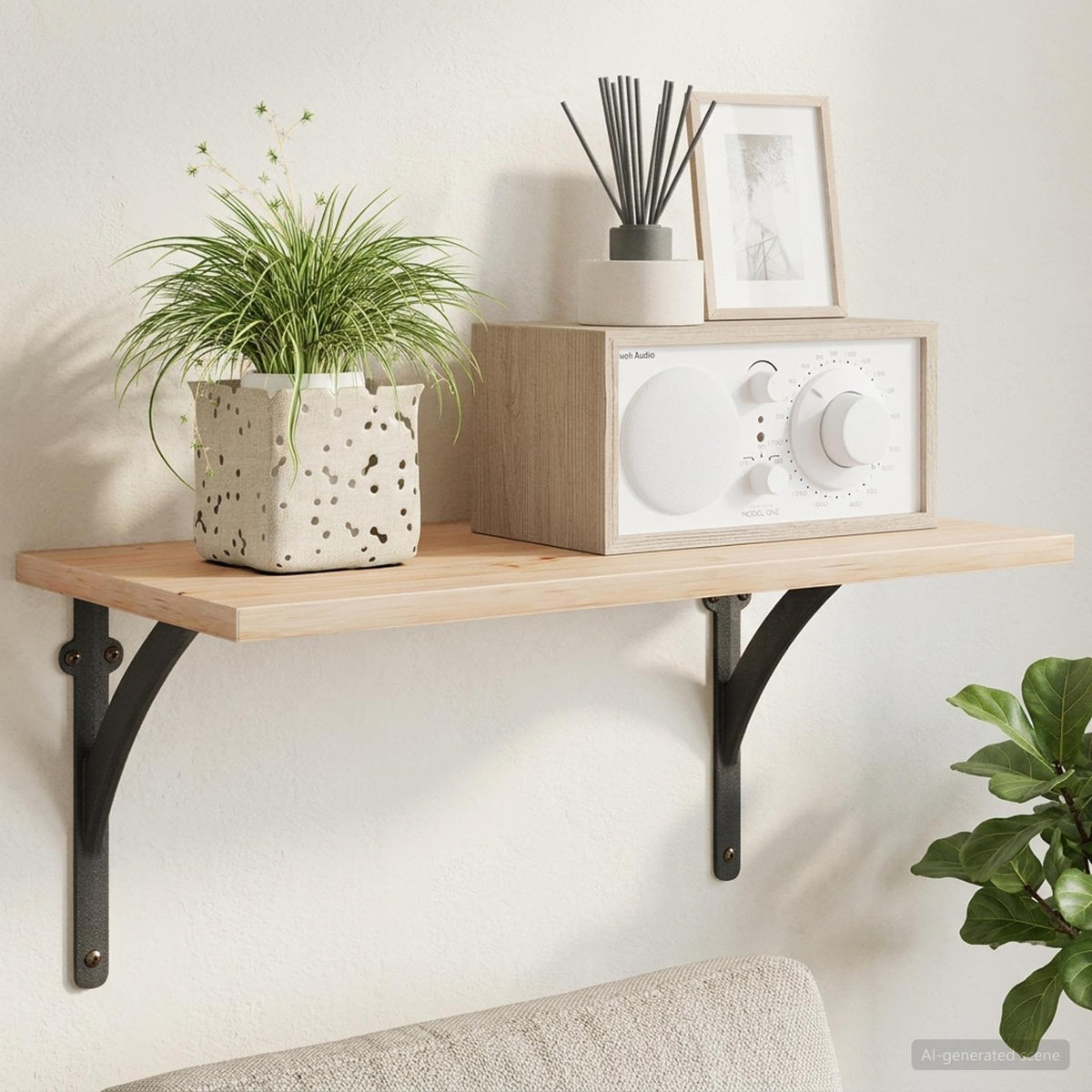 Wandplank Beugels 12 st Zwart 14,5 x 14,5 x 3,5 cm Staal
