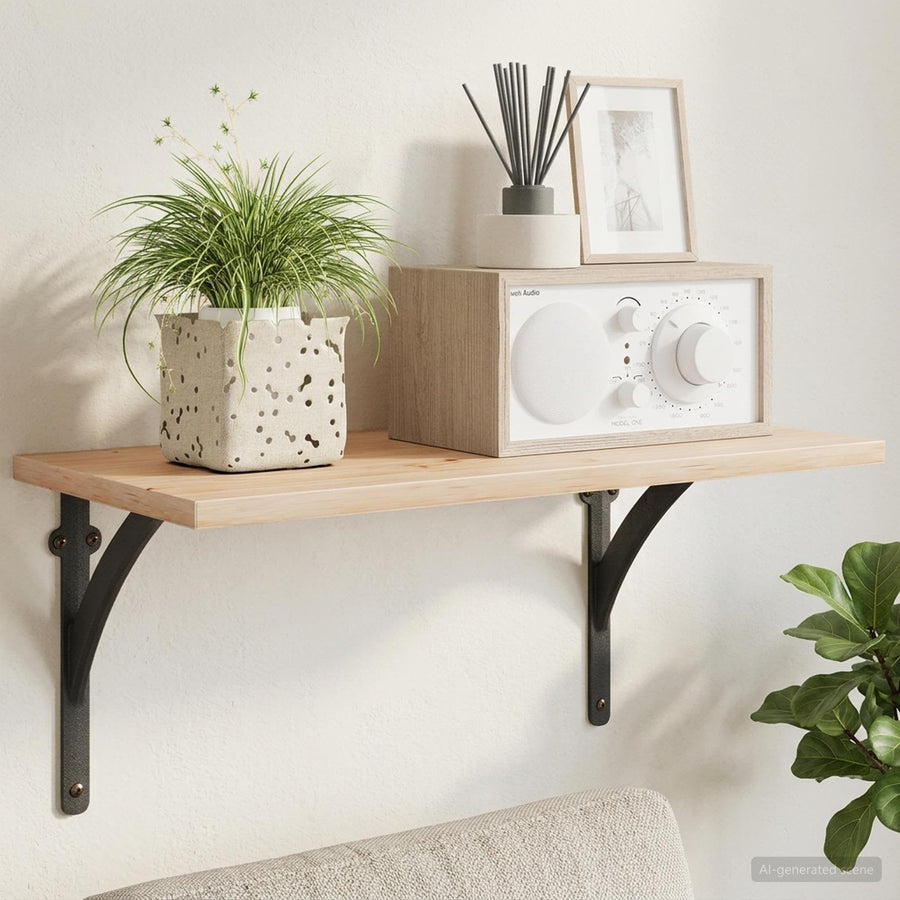 Wandplank Beugels 12 st Zwart 14,5 x 14,5 x 3,5 cm Staal