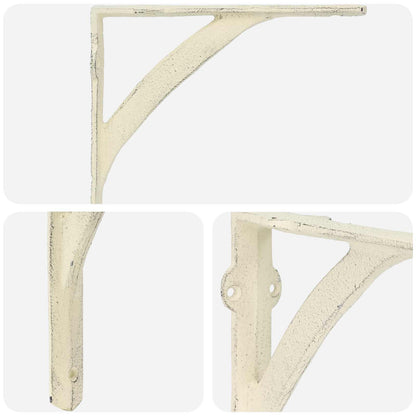 Wandplank Beugels 2 st Antiek wit 21 x 21 x 3,5 cm Staal
