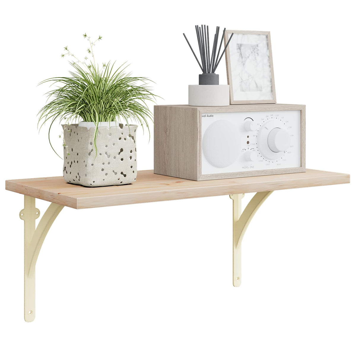 Wandplank Beugels 2 st Antiek wit 21 x 21 x 3,5 cm Staal