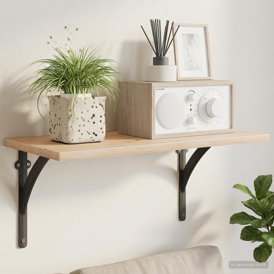 Wandplank Beugels 2 st Zwart 21 x 21 x 3,5 cm Staal