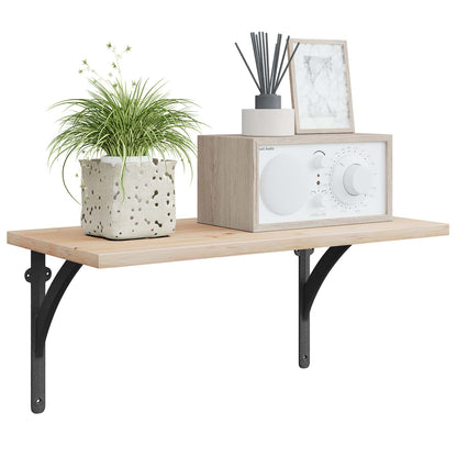 Wandplank Beugels 2 st Zwart 21 x 21 x 3,5 cm Staal