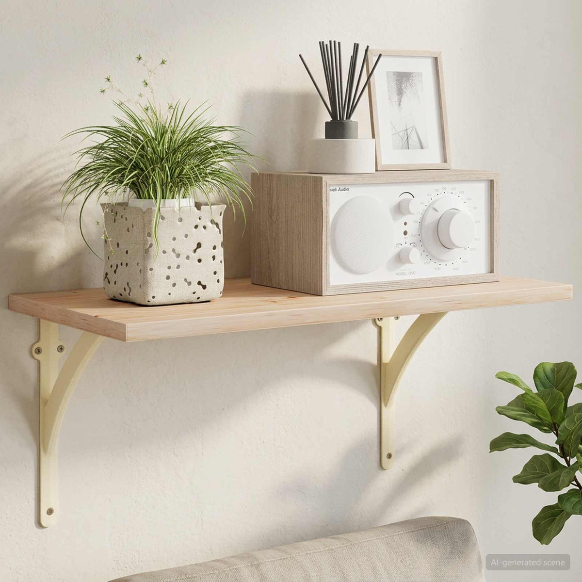 Wandplank Beugels 12 st Antiek wit 21 x 21 x 3,5 cm Staal