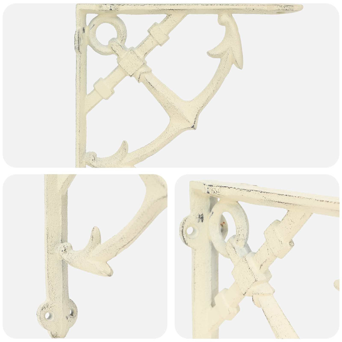 Wandplank Beugels 2 st Antiek wit 10 x 10 x 3 cm Staal
